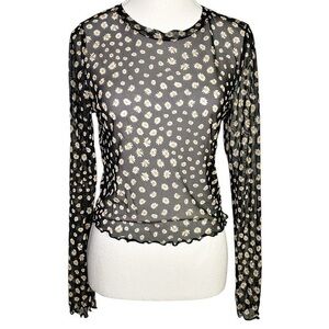 Gaze Knit Mesh Daisy Long Sleeve Crop Top